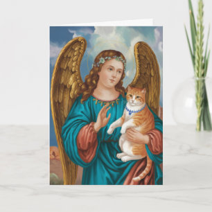 Engel en oranje tabby sympathie kaart