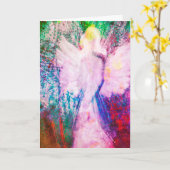 Engel Etherisch Roze Regenboog Wenskaart Kaart (Gele Bloem)