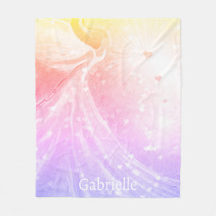 Engel Hart Vleugels Roze Paarse Ombre Kunst Aangep Fleece Deken
