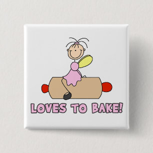 Engel houdt van het bakken van T-shirts en cadeaus Vierkante Button 5,1 Cm