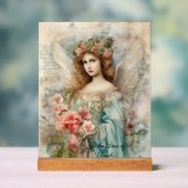  engel in blauw acryl bord (Neutraal)