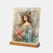  engel in blauw acryl bord (Hoek)