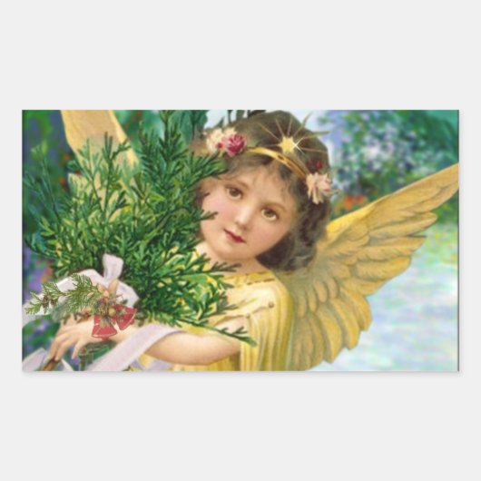  engel in de sneeuwkerst rechthoekige sticker (Voorkant)