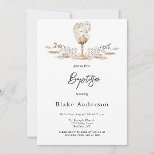 Engel in een kelk beige Baby doop Kaart