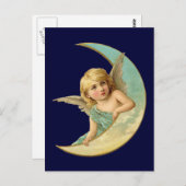  Engel in Moon Briefkaart (Voorkant / Achterkant)