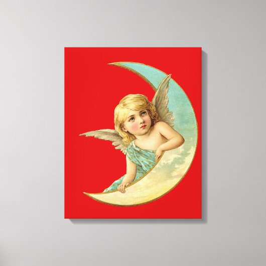 Engel in Moon Canvas Afdruk (Voorkant)