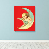 Engel in Moon Canvas Afdruk (Insitu (Houten vloer))