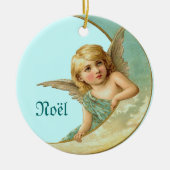  Engel in Moon Jouw naam kerstversiering Keramisch Ornament (Voorkant)