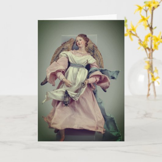 Engel in roze en wit: blanco kaart (Gele Bloem)