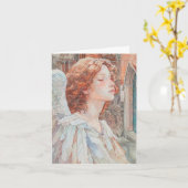 Engel in waterverven van beige, blauw en sinaasapp kaart (Gele Bloem)