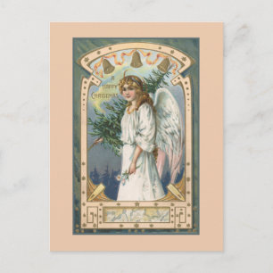 Engel in Wit met Wintertaling en Goud Briefkaart