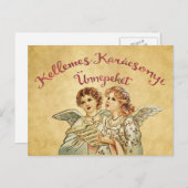 Engel Kerst Hongaars Groeten Feestdagenkaart (Voorkant / Achterkant)