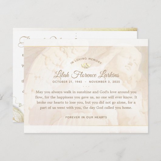 Engel lichtsympathie Dank u Briefkaart (Voorkant / Achterkant)