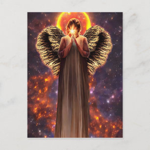 Engel liefde en lichte oorspronkelijke kunst briefkaart