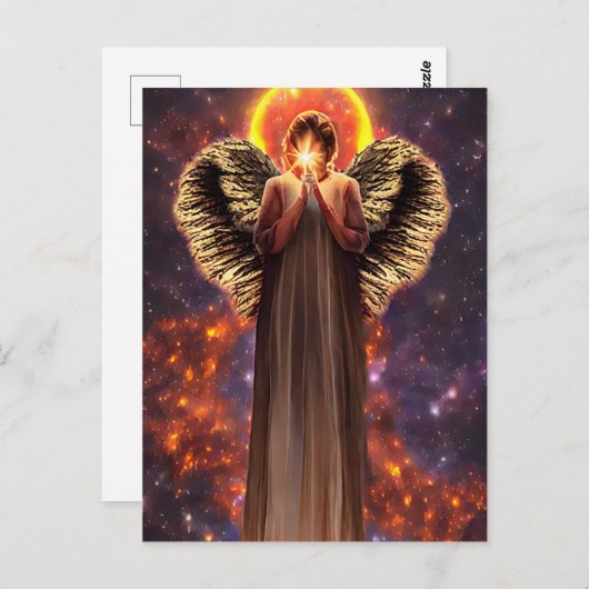 Engel liefde en lichte oorspronkelijke kunst briefkaart (Voorkant / Achterkant)