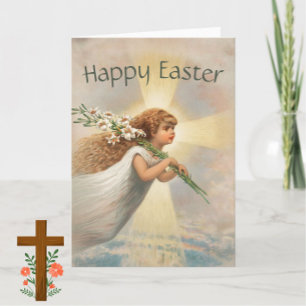  Engel Meisje + Lelies Gelukkig Pasen Christelijk Kaart
