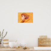 Engel met bruin haar. poster (Keuken)