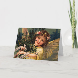 Engel met een Armful of Christmas Green Feestdagen Kaart