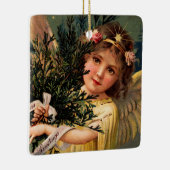 Engel met een Armful of Christmas Green Keramisch Ornament (Rechts)