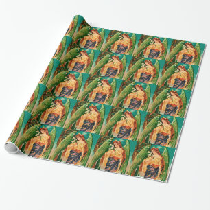 Engel met een bloemige tak cadeaupapier