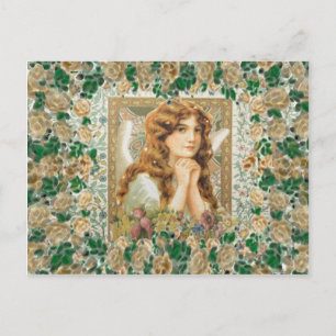  Engel met gele rozen Briefkaart