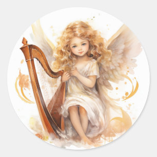 Engel met harp Kerst stickers
