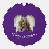 Engel met harp papier Ornament Kaart (Voorkant)