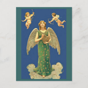 Engel met hart en Cupido Briefkaart