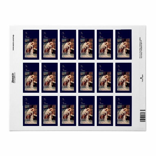 Engel met herten kerstcadeau Label Stickers (Full Sheet)