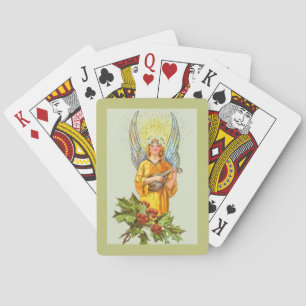 Engel met hulst en mandoline  pokerkaarten