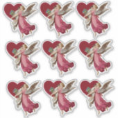 Engel met jong meisje Red Heart Sticker (Voorkant)
