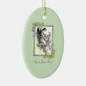 Engel met keramische versiering van harp en Flora Keramisch Ornament (Rechts)