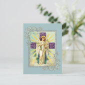 Engel met Paars kruis Briefkaart (Staand voorkant)