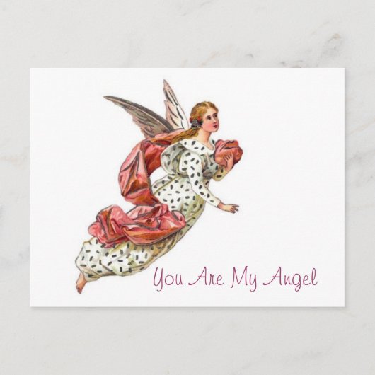  engel met roze lint briefkaart (Voorkant)