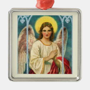 Engel met roze lint Triptiek Metalen Ornament