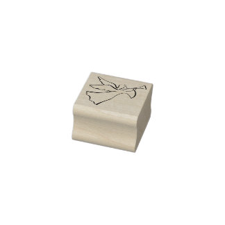 Engel met trompetstempel 	rubberstempel