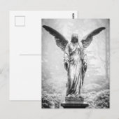 Engel met uitgeruste vleugelsculptuur briefkaart (Voorkant / Achterkant)