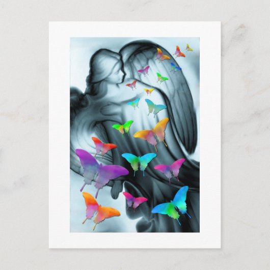 Engel met vlinders briefkaart (Voorkant)