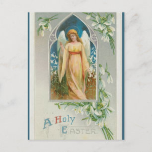 engel met witte bloemen briefkaart