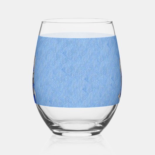 Engel met witte kat op wolk Hemelblauw Wijnglas Zonder Voet (Rechts)