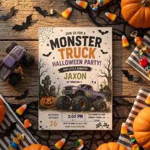Engel monstertruck Halloween verjaardagsfeestje Kaart