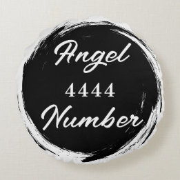 Engel Nummer "4444" Dubbelzijdig Rond Kussen