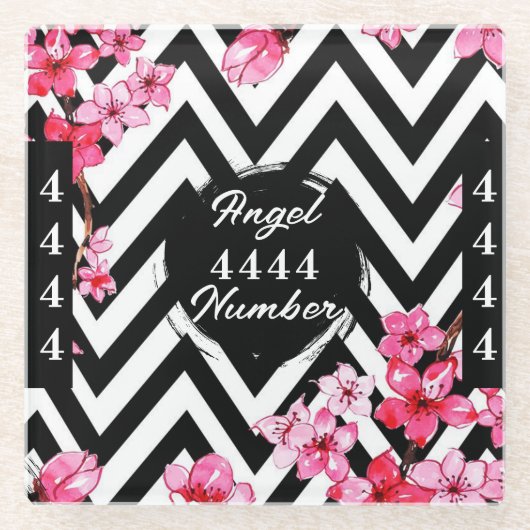 Engel nummer "4444" glazen onderzetter (Voorkant)