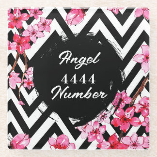 Engel nummer "4444" glazen onderzetter