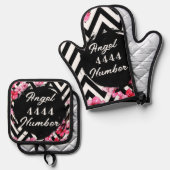 Engel nummer "4444" ovenwant & pannenlap set (Voorkant / Achterkant)