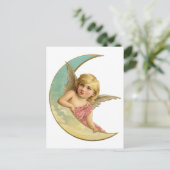 Engel op Crescent Moon Briefkaart (Staand voorkant)