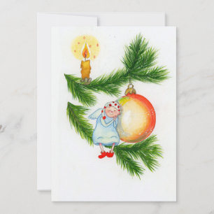 Engel op een kerstboom feestdagenkaart
