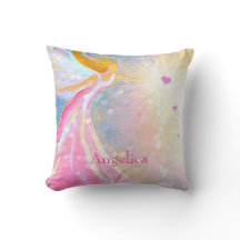 Engel Roze Blauw Waterverf Hart Monogram