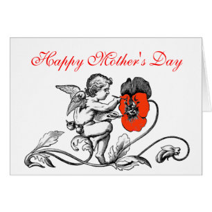 ENGEL SCHILDERT EEN RODE BLOEM MOEDERDAG