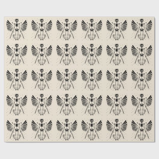 Engel skelet Gotische Kerstmis Cadeaupapier (Vlak)